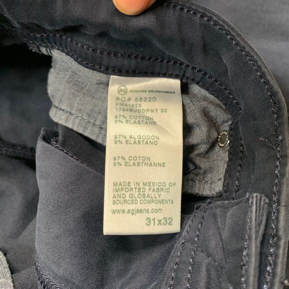 Adriano Goldschmied Pants Mens 31 Navy Everett Slim Straight Stretch 5 Pocket - Picture 10 of 13